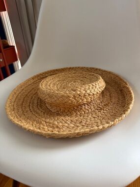 Helen Kaminski Raffia Boater Hat Wide Brim Handmade Madagascar Canotier Sun Hat
